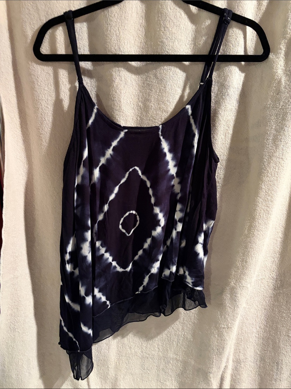 INC International Concepts Navy and White Tie-Dye Camisole